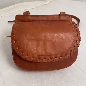 Sabina cognac leather adjustable crossbody bag